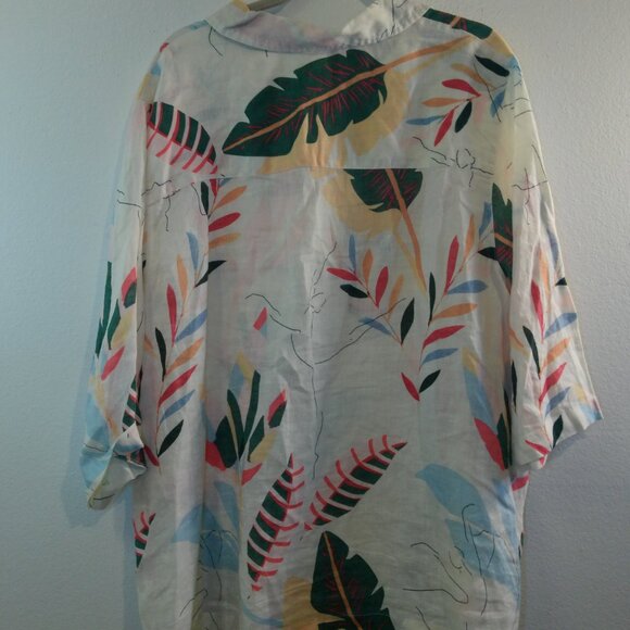 Cynthia Rowley Tunic Shirt Popover Womens PLus 2X White Linen Button Tropical - Picture 4 of 6